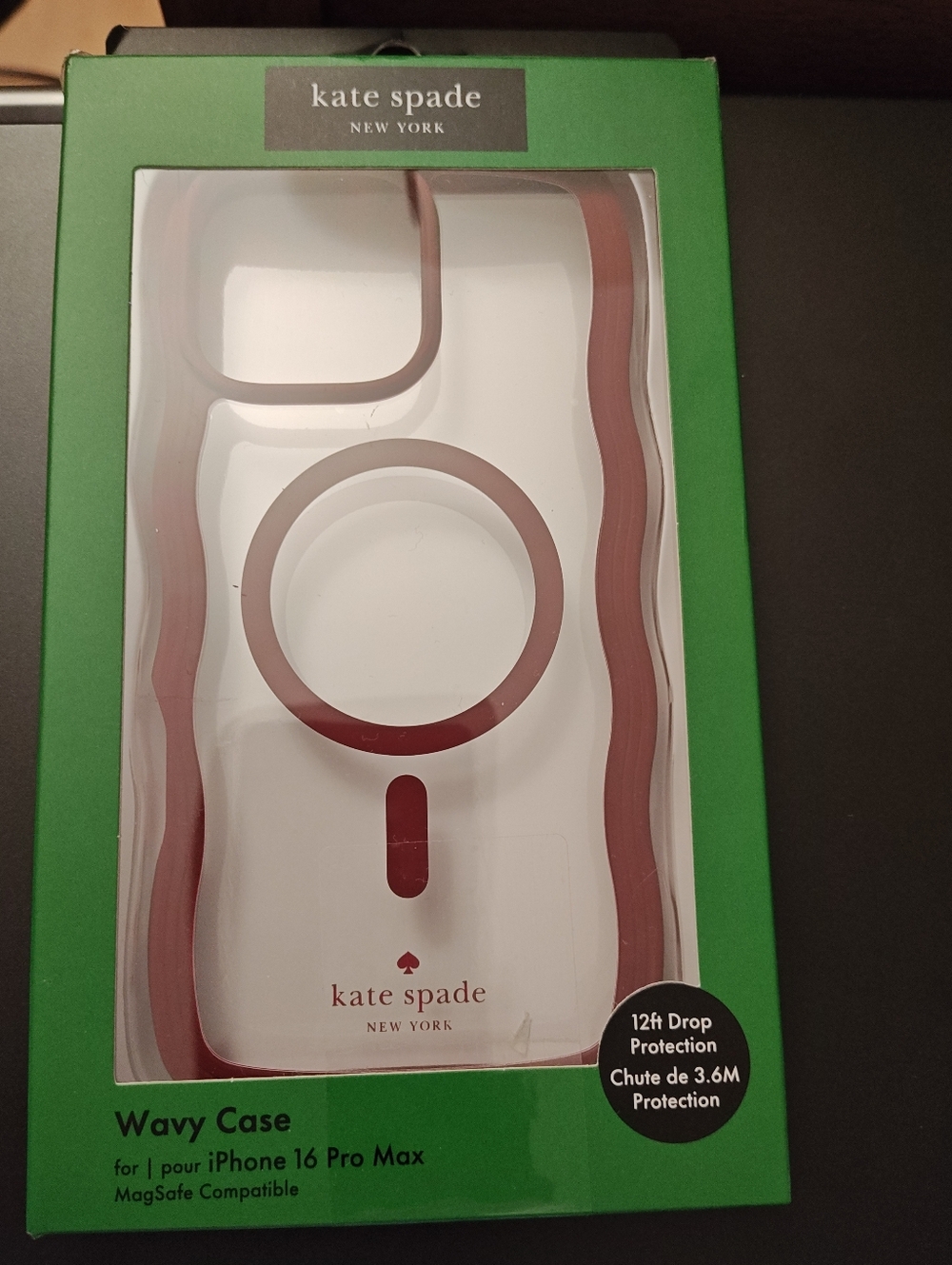 kate spade Clear Wavy iPhone 16 Pro Max Case with Mauve Trim